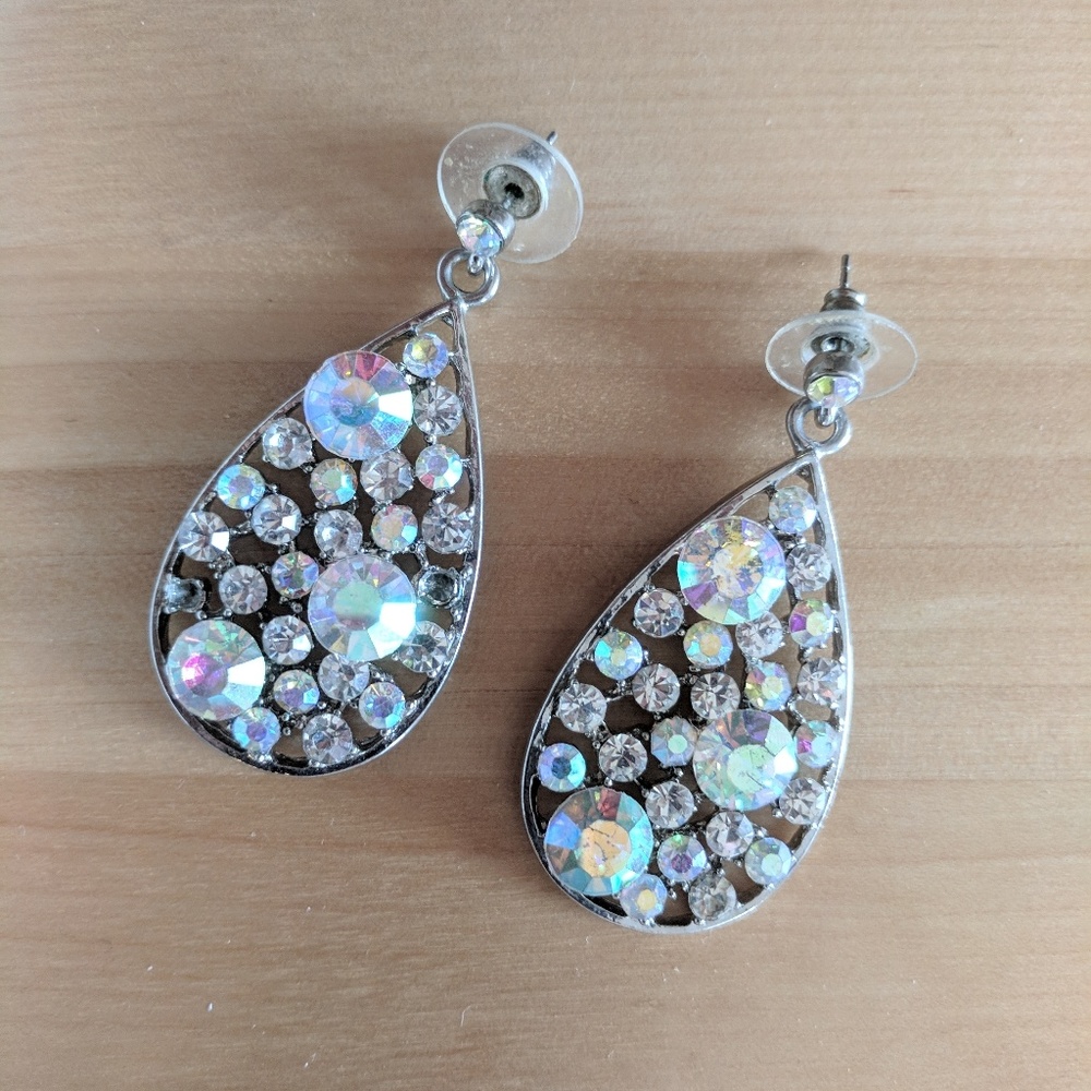 Elegant Iridescent gemstone teardrop earrings
